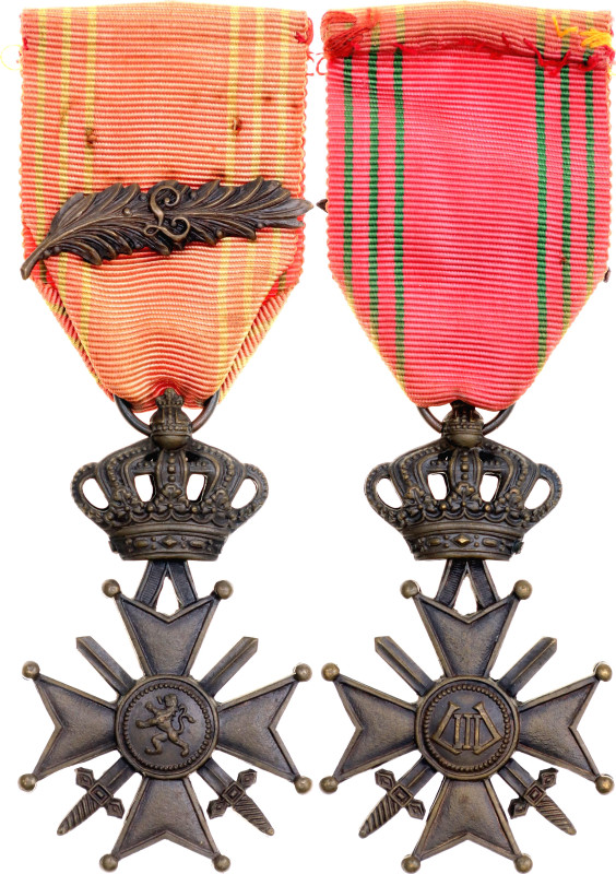 Belgium War Cross with Bronze Palm 1940 Barac# 170a, Bronze 35 mm.; With origina...