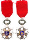 Belgium Order of a Crown Knight Cross 20 - th Century Barac# 208, Ag/AE 70x45mm; 32g.; Enameled (chipped); with original ribbon; original name: Ordre ...