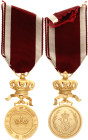 Belgium Order of a Crown Gold Medal 1951 Barac# 212, vgAE 31 mm.; With original ribbon; original name: Ordre de Couronne; Condition-I