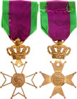 Belgium Cross of the Royal Federation of the Veterans of King Leopold III 1939 - 1945 vgAE 63x38 mm.; Enameled; with original ribbon; Condition-I