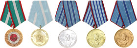 Bulgaria Lot of 5 Medals for Distinction in Military Construction 1970 - 1990 vsvgAE; Without original ribbons; original name: За отличие в строителни...