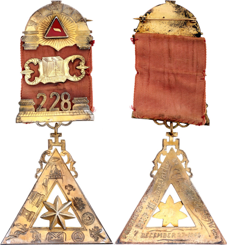 Freemasons United States Members Badge of Clearfield Lodge #228 1948 vgAg 59x55 ...