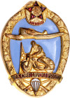 Czechoslovakia SVAZARM - Gold Badge for Dedicated Work 1950 - 1970 vgAE 55x40 mm.; Enameled; with number# 3497; Condition-I; (KW1698)