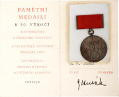 Czechoslovakia Commemorative Medal for the 30th Anniversary of the Liberation of Czechoslovakia by the Soviet Army 1974 Bronze 30 mm.; With original r...
