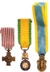 France Lot of 3 Medals 20 - th Century Barac# 222, 438, AE; Enameled; with original ribbons; Condition-I