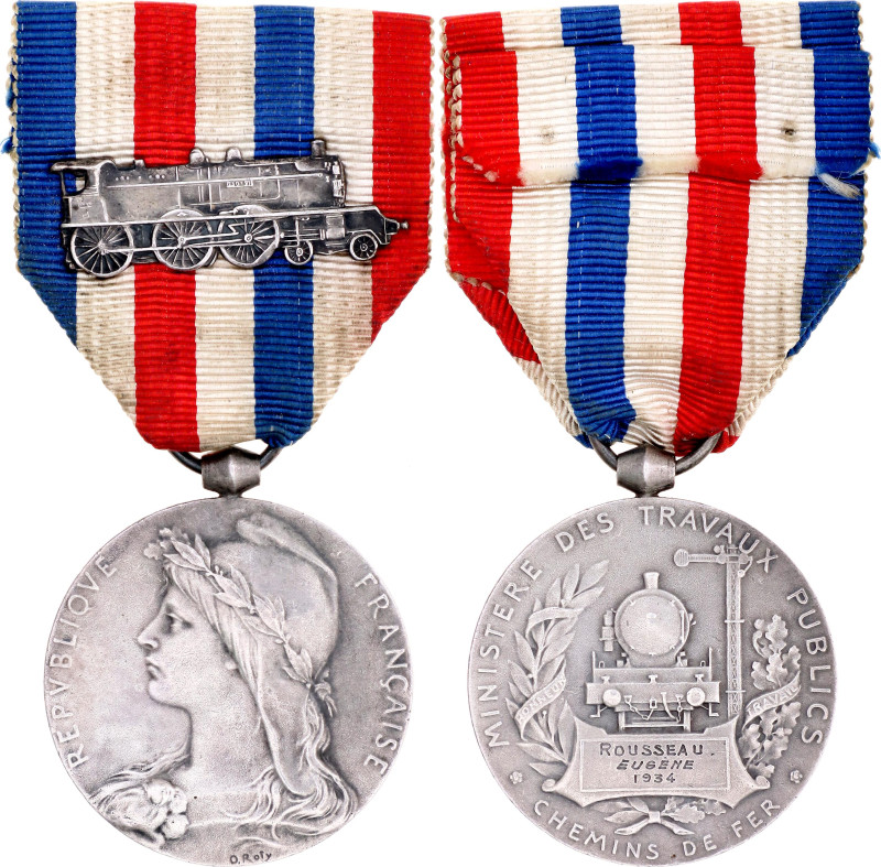 France Medal of Honour for Railroad Service 1913 Barac# 366, vgAE 33 mm.; With o...