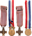 France Lot of 2 Medals Miniatures 20 - th Century Barac# 438, AE; With original ribbons; Condition-I