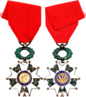 France National Order of the Legion of Honor Knight Cross Model of Fourth Republic 1951 Barac# 590, vg/vsAE 59x41 mm.; Enameled; with original ribbon;...