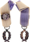 France Order of Academic Palms Officer of Academy Miniature 1866 Barac# 616, AE 17x11 mm; Enameled; with original ribbon with rosette; original name: ...