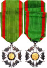 France Order of Merit for Agriculture Knight Decoration Type I 1900 Barac# 641, Ag/Au 48x35 mm.; Enameled (chipped); with original ribbon; with hallma...