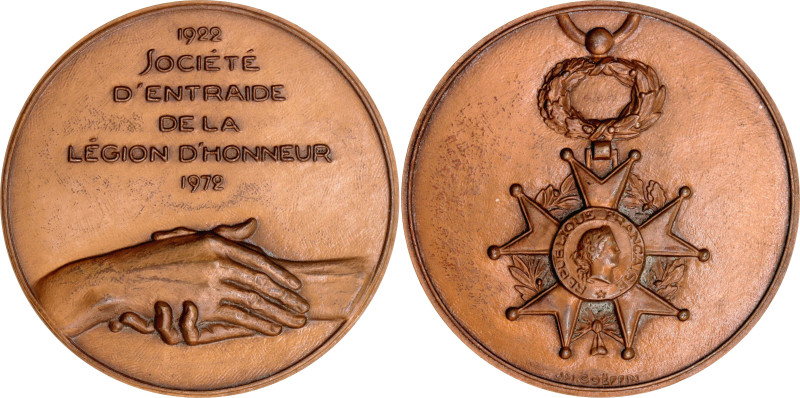 France Medal - Mutual Aid Society of the Legion of Honor 1972 Bronze 49,4 mm; 74...