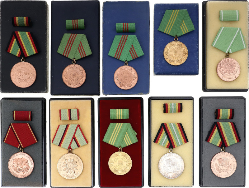 Germany - DDR Lot of 10 Medals 1949 - 1990 Bronze; With original ribbons; in ori...