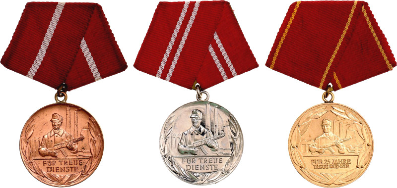 Germany - DDR Lot of 3 Medals for Loyal Service in the Fighting Groups of the Wo...