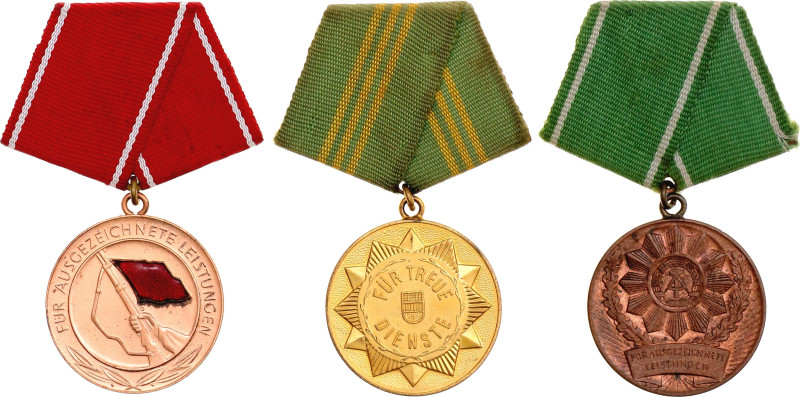 Germany - DDR Lot of 3 Medals 20 - th Century vgAE 32 mm.; Enameled; with origin...