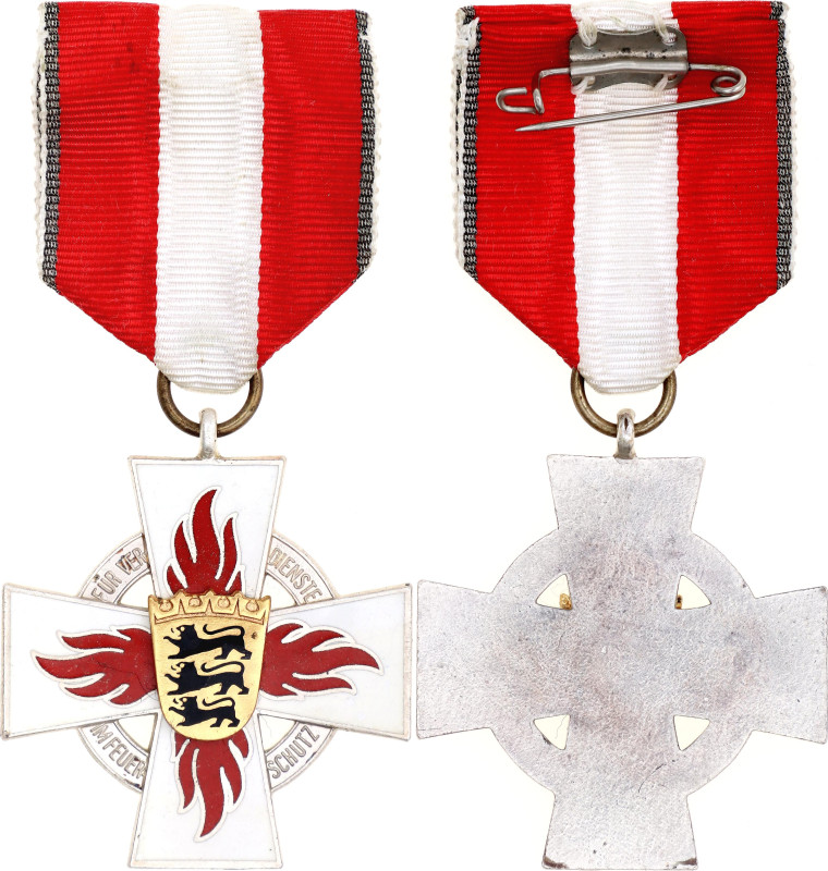 Germany - FRG Baden-Wurttemberg Silver Cross of Honour for Fire Service 1956 Bat...