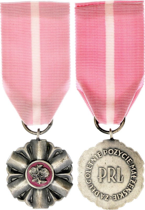 Poland Long-Term Married Life Medal 1960 Silver 34 mm.; Enameled; with original ...