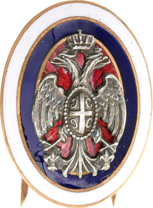 Serbia Officer's Cap Badge 20 - th Century Ag/AE 34x25mm; 9,3g.; Enameled; Condi...