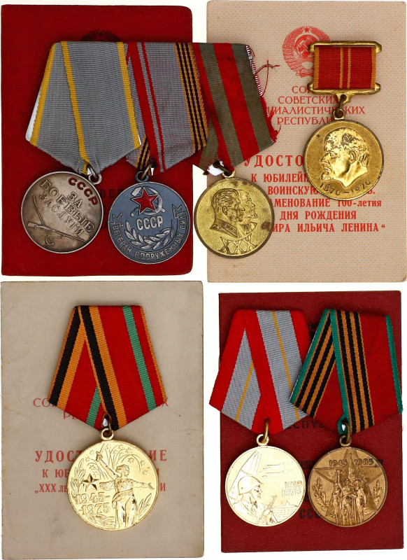 Russia - USSR Medal Bar of 3 Medals and 4 Medals 20 - th Century Boev# БЗ.2.1.4....