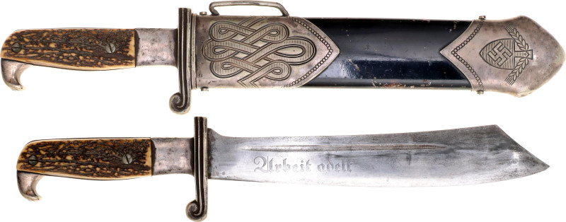 Germany - Third Reich RAD Hewer 1935 - 1941 Wooden scabbard with metal plates. T...