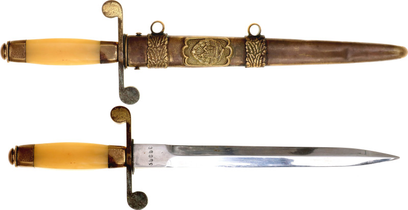 Romania Officer's Dagger 1968 The fittings are brass with traces of gilding. The...