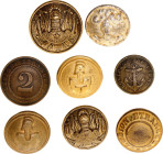 France Lot of 8 Buttoms 19 - 20 - th Century vgAE, WM; 2 buttons from the Crimean War period: Marines and Foreign Legion. Among others: engineers, sig...