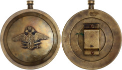 Russia Aviation Flask RIA 20 - th Century This lot is sent from our warehouse in Berlin; Early 20th century. Flask round brass. There is an overlay on...