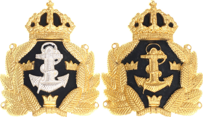 Sweden Lot of 2 Navy Officers Cap Badges 20 - th Century vgAE; Manufactured by S...