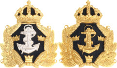 Sweden Lot of 2 Navy Officers Cap Badges 20 - th Century vgAE; Manufactured by Sporrong & Co, Stockholm; Condition-I