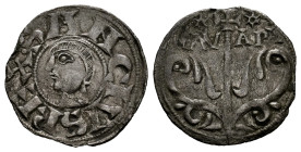Sancho IV, of Peñalen (1054-1076). Dinero. Navarre. (Ros-3.3.2). Anv.: · SANCIVS REX. Bust to left. Rev.: NAV-ARA. Tree crowned by a cross with starry...