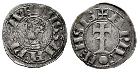 Alfonso, I the ´Batallador´ (1104-1134). Dinero. Navarre. (Ros-3.6.3/4). (Cru V.S-219). Anv.: A✴NFVS SAN=REX. Bust to left. Rev.: + ARAGONENSIS. Cross...