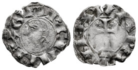 García Ramírez IV, the Restorer (1134-1150). Dinero. Navarre. (Ros-3.7.9 var). Anv.: GARCIA REX. Bust to left. Rev.: N▸AVARA. Cross on mound made with...