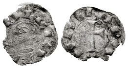 García Ramírez IV, the Restorer (1134-1150). Obol. Navarre. (Ros-3.7.10). Anv.: (G)ARCIA (REX). Bust to left. Rev.: NAVARE. Cross on mound made with t...