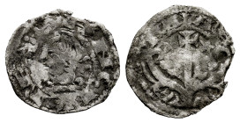 Sancho VI, the Wise (1150-1194). Obol. Navarre. (Ros-3.8.3). Anv.: : SANCIVS REX. Bust to left. Rev.: NAVARA. Tree crowned by a cross with 5-pointed s...