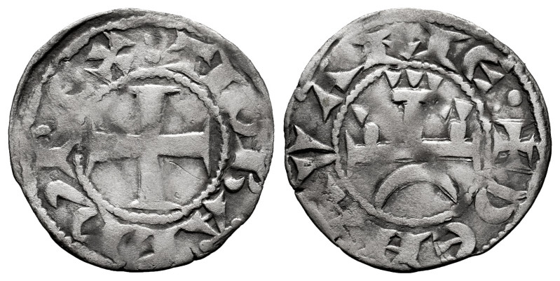 Teobaldo II (1253-1270). Dinero. Navarre. (Ros-3.11.1). Anv.: : TIOBALD,REX. Cro...