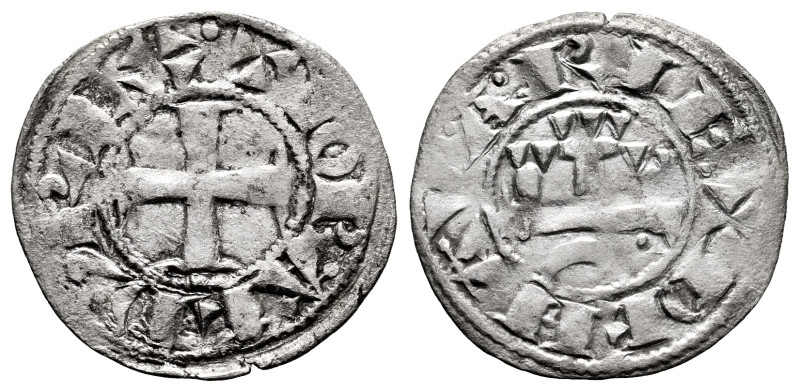 Teobaldo II (1253-1270). Dinero. Navarre. (Ros-Unlisted). Anv.: : TIOBALD,REX. C...