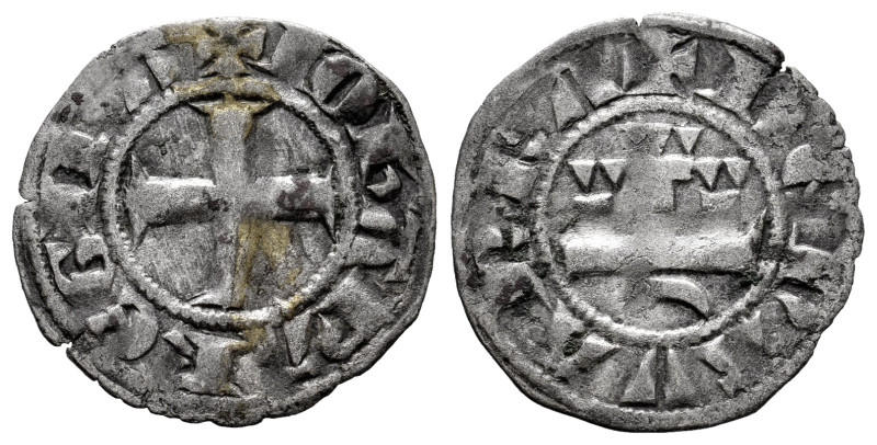 Juana I (1274-1284). Dinero. Navarre. (Ros-3.13.2). Anv.: + IOhANA REGINA. Cross...