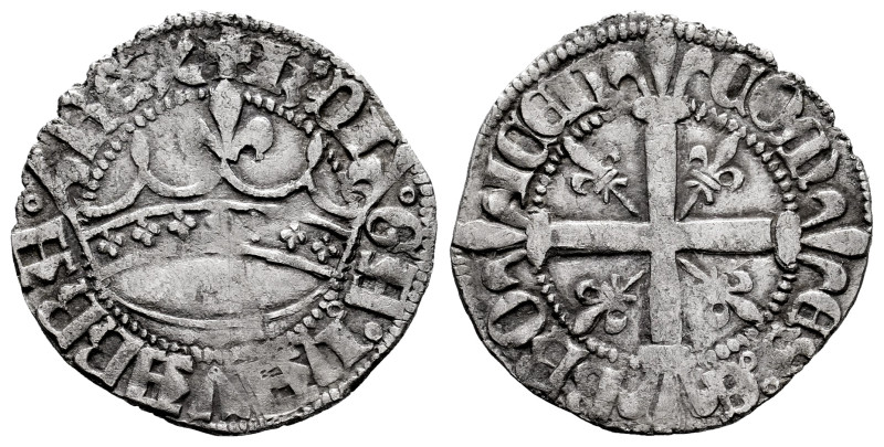 Charles II, The bad (1349-1387). "Sueldo" or Silver crown. Navarre. (Ros-3.14.14...