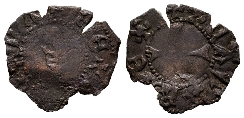 Juan and Blanca (1425-1441). 1/2 Cornado. Navarre. (Ros-3.16.9). Anv.: + REX ✱ Z...