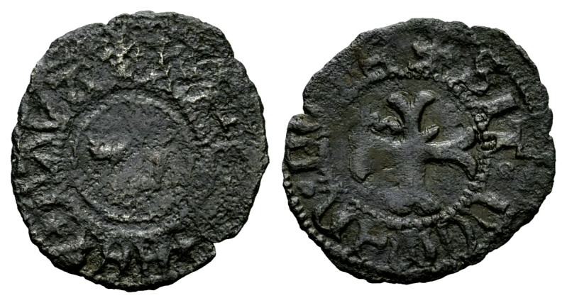 Francisco Febo (1479-1483). 1/2 Cornado. Navarre. (Ros-3.19.5 var). Anv.: + F ✶ ...