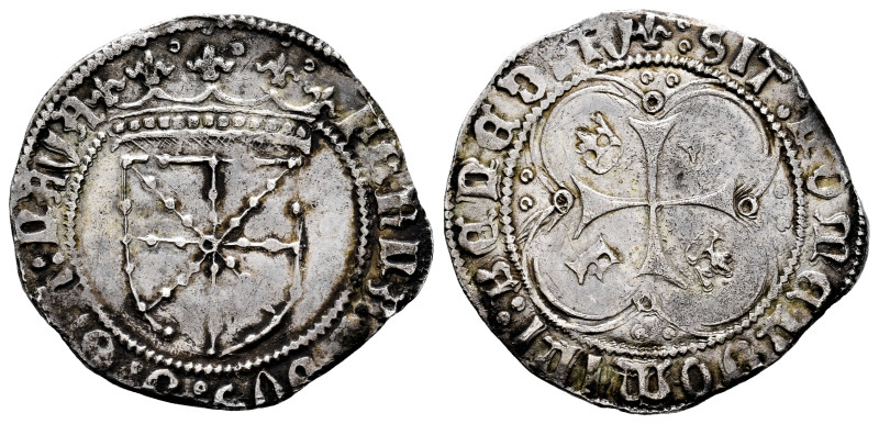 Ferdinand I of Navarre (1512-1516). 1 real. Navarre. (Ros-4.1.10/9). Anv.: FERNA...