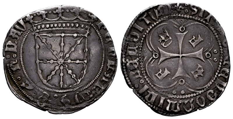 Ferdinand I of Navarre (1512-1516). 1 real. Navarre. (Ros-4.1.10/15 var). Anv.: ...