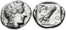 Attica. Tetradrachm. 454-404 BC. Athens. (Gc-2526). (Sng Cop-31). (Kroll-8). Anv.: Head of Athena right, wearing crested Attic helmet ornamented with ...