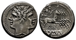 Anonymous. Didrachm - quadrigatus. 225-214 BC. Rome. (Craw-31/1). (Rsc-23a). Anv.: Laureate head of Janus; pellet below. Rev.: Jupiter standing in gal...