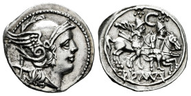 Anonymous. Denarius. 209-206 BC. Central Italy. (Ffc-68). (Craw-107/1b). (Cal-43). Anv.: Head of Roma right, X behind. Art Variety from the previous n...