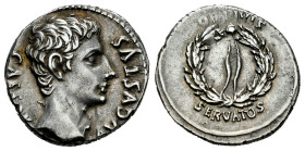 Augustus. Denarius. 19-18 BC. Caesar Augusta (Zaragoza). (Ffc-159). (Ric-75a). (Cal-762). Anv.: CAESAR AVGVSTVS bare head of Augustus right. Rev.: OB....