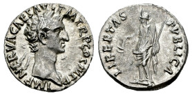 Nerva. Denarius. 97 AD. Rome. (Ric-II 19). (Bmcre-46). (Rsc-113). Anv.: IMP NERVA CAES AVG P M TR P COS III P P, laureate head to right. Rev.: LIBERTA...