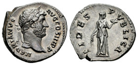 Hadrian. Denarius. 136 AD. Rome. (Ric-II 3.2199). (Bmcre-630). (Rsc-717). Anv.: HADRIANVS AVG COS III P P, laureate head to right. Rev.: FIDES PVBLICA...