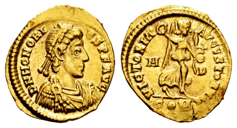 Honorius. Tremissis. 395-402 AD. Mediolanum. (Ric-X 1215). (Depeyrot-18/2). Anv....