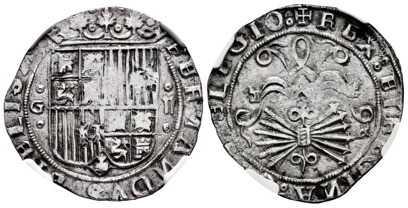 Catholic Kings (1474-1504). 2 reales. Granada. R. (Cal-498). Anv.: FERNANDVS : E...