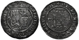 Charles-Joanna (1504-1555). 4 reales. ND (1542-1548). Mexico. M-G. (Cal-127). Ag. 13,43 g. Legend CAROLVS on obverse. Very round struck. Patina. Rare ...